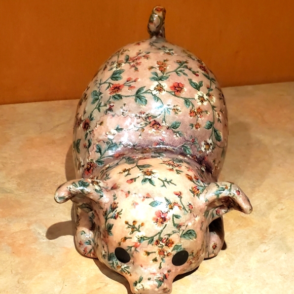 Vintage ceramic decoupage pig - Picture 1 of 5